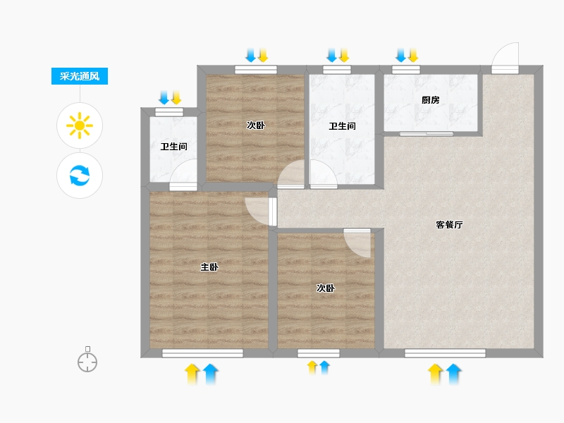 内蒙古自治区-赤峰市-春城望合湾-77.85-户型库-采光通风