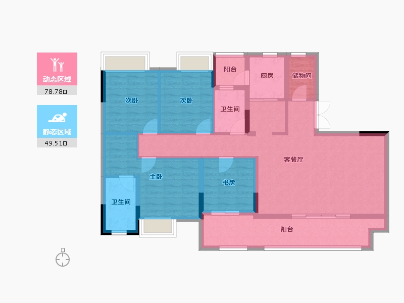 重庆-重庆市-富力白鹭湾-114.71-户型库-动静分区