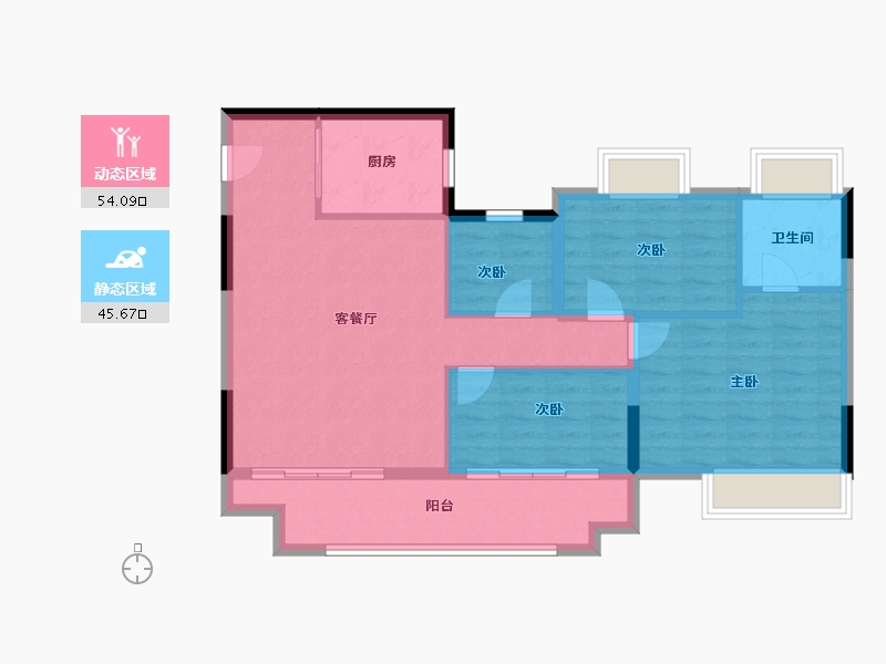 江苏省-苏州市-蔚然锦绣花园-90.41-户型库-动静分区