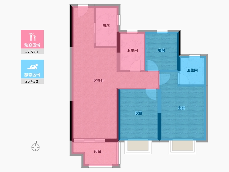 湖北省-仙桃市-现代森林国际城北苑-74.98-户型库-动静分区