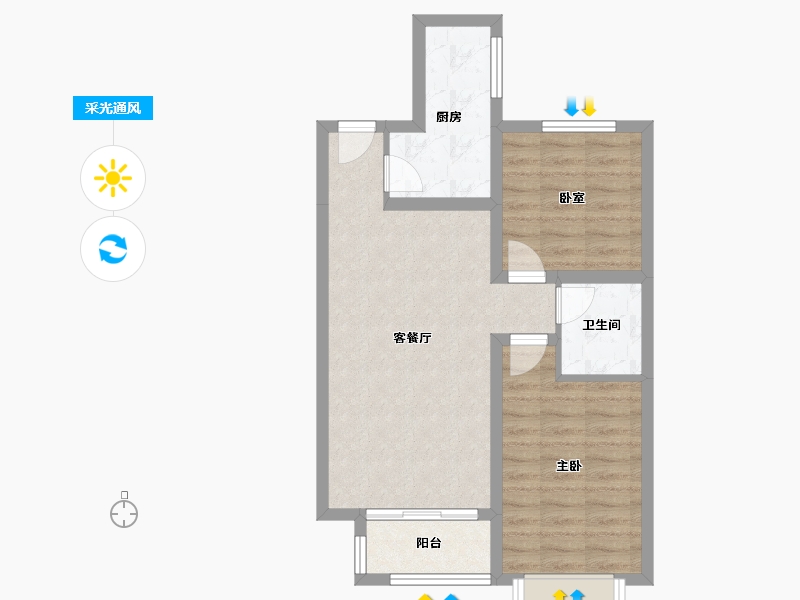 河北省-廊坊市-新城·昕樾-61.13-户型库-采光通风