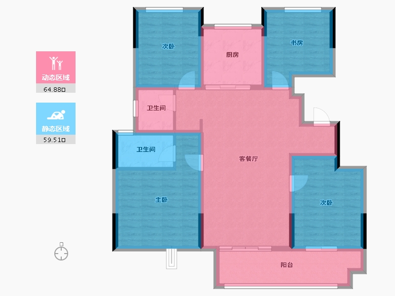 浙江省-绍兴市-振东虞悦府-111.43-户型库-动静分区