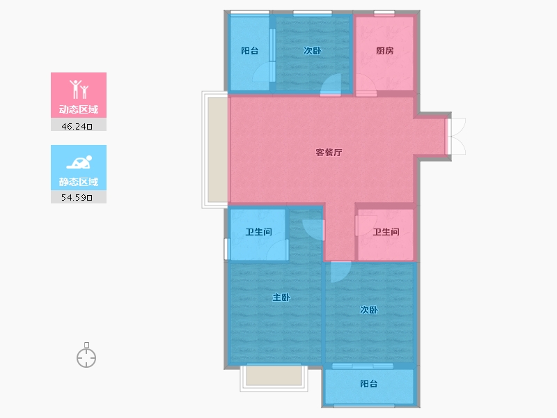 山西省-临汾市-恒基中心城-90.56-户型库-动静分区