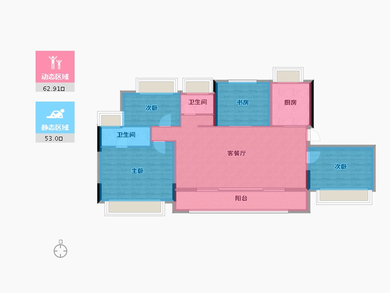 江苏省-苏州市-蔚然锦绣花园-104.93-户型库-动静分区