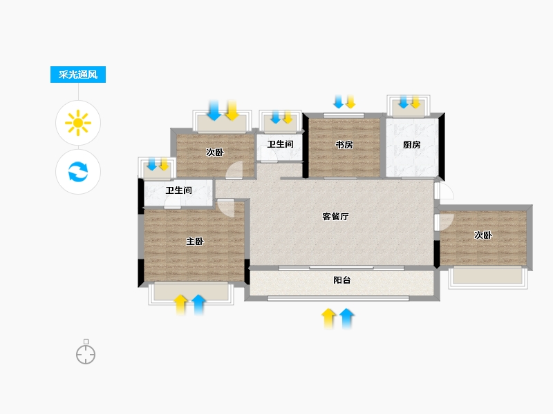 江苏省-苏州市-蔚然锦绣花园-104.93-户型库-采光通风