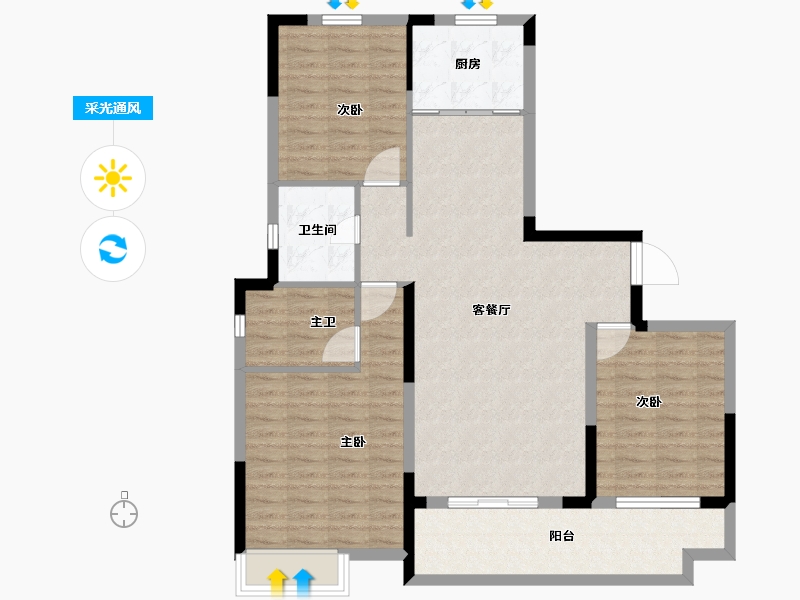 安徽省-池州市-天逸华府南苑-101.54-户型库-采光通风