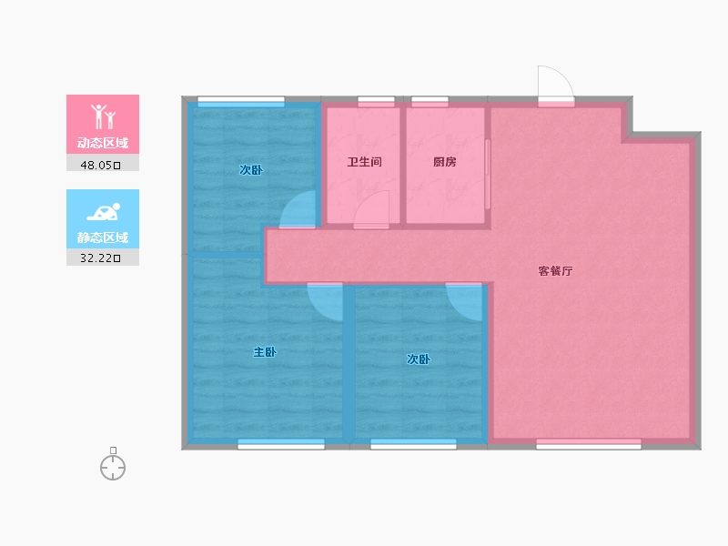 内蒙古自治区-赤峰市-春城望合湾-72.40-户型库-动静分区