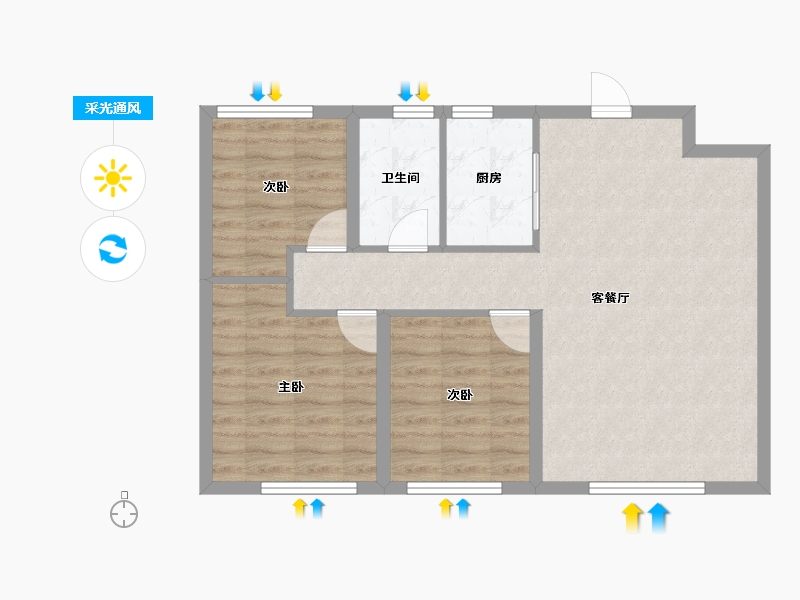 内蒙古自治区-赤峰市-春城望合湾-72.40-户型库-采光通风