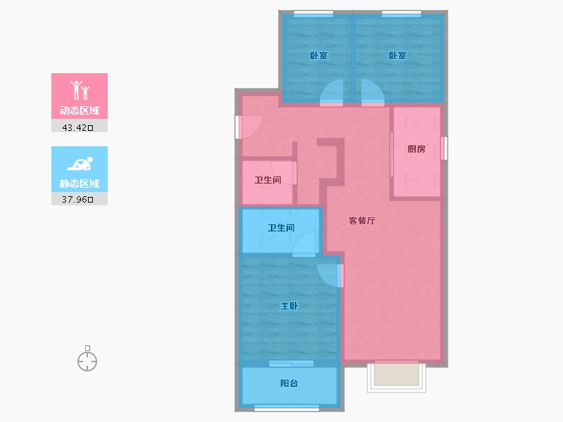 山西省-太原市-万科城市之光·东望-71.88-户型库-动静分区