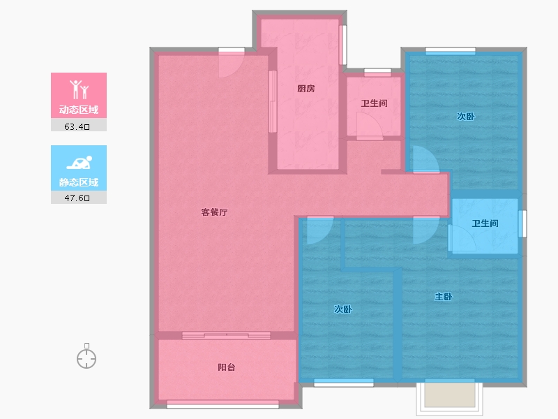 山西省-临汾市-朱雀翰文苑-99.67-户型库-动静分区