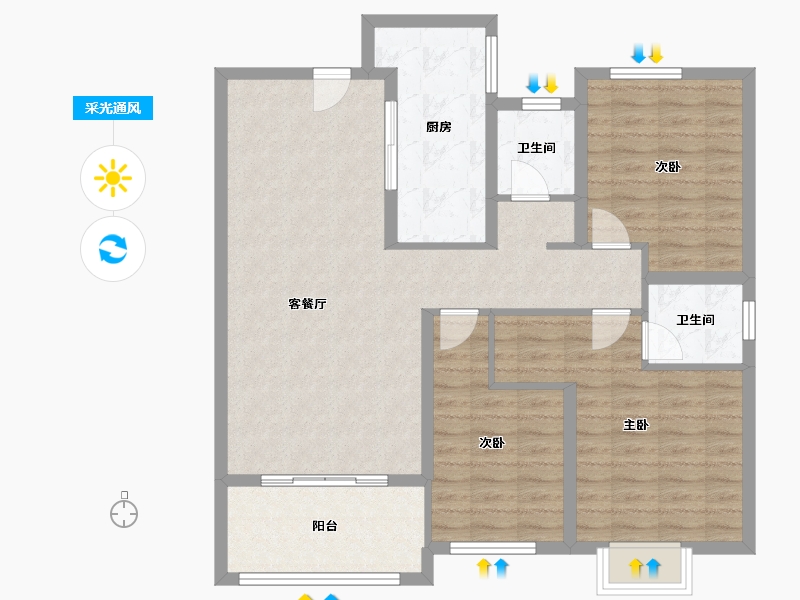 山西省-临汾市-朱雀翰文苑-99.67-户型库-采光通风