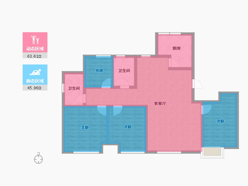 内蒙古自治区-赤峰市-坤厦悦棠湾-97.15-户型库-动静分区