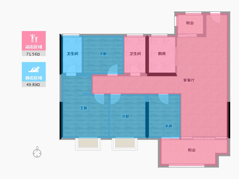 湖北省-仙桃市-现代森林国际城北苑-109.80-户型库-动静分区