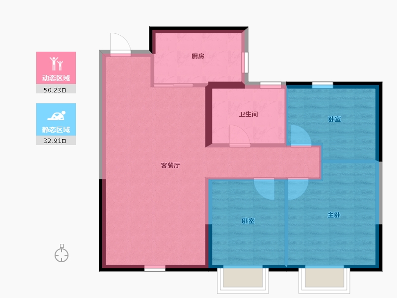 内蒙古自治区-赤峰市-赤峰恒大珺睿府-75.20-户型库-动静分区