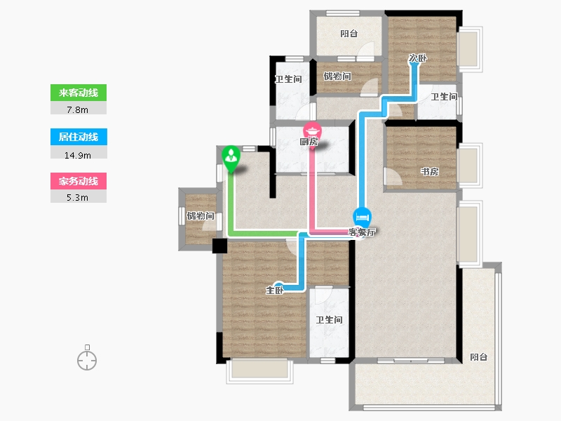 湖南省-长沙市-佳兆业城市广场-132.70-户型库-动静线