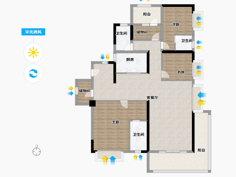 湖南省-长沙市-佳兆业城市广场-132.70-户型库-采光通风