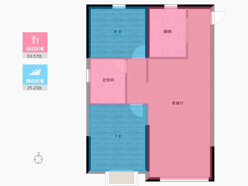 内蒙古自治区-赤峰市-赤峰恒大珺睿府-68.80-户型库-动静分区