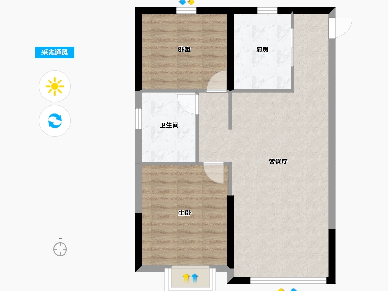 内蒙古自治区-赤峰市-赤峰恒大珺睿府-68.80-户型库-采光通风