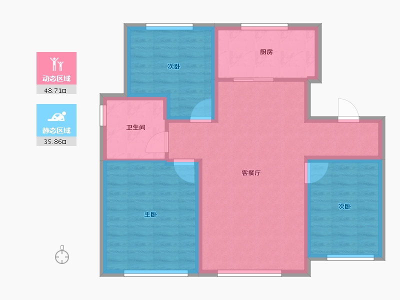 内蒙古自治区-赤峰市-恒富山水苑-75.47-户型库-动静分区