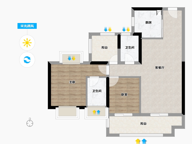 广东省-惠州市-方直星图-76.00-户型库-采光通风