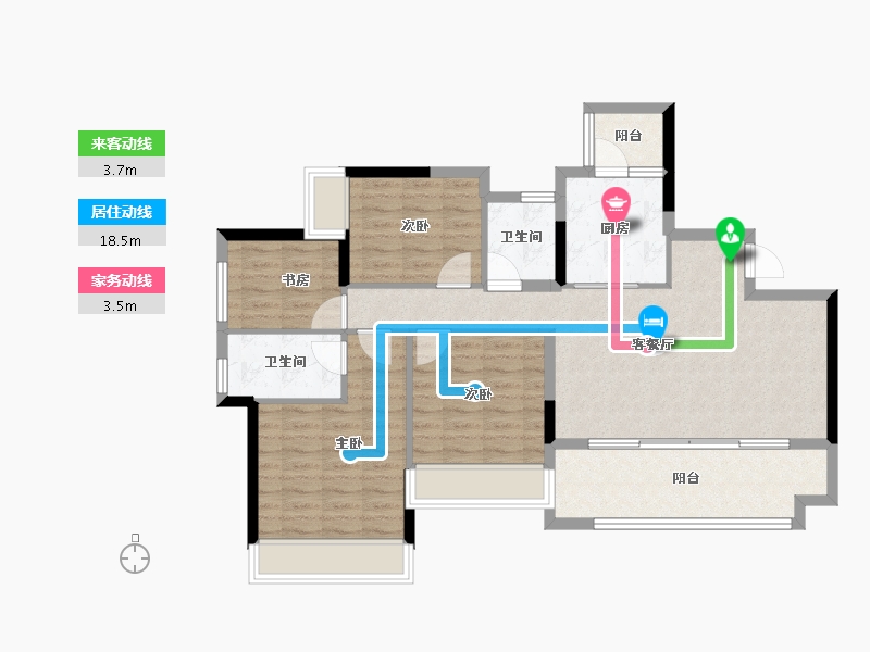 重庆-重庆市-富力白鹭湾-96.00-户型库-动静线