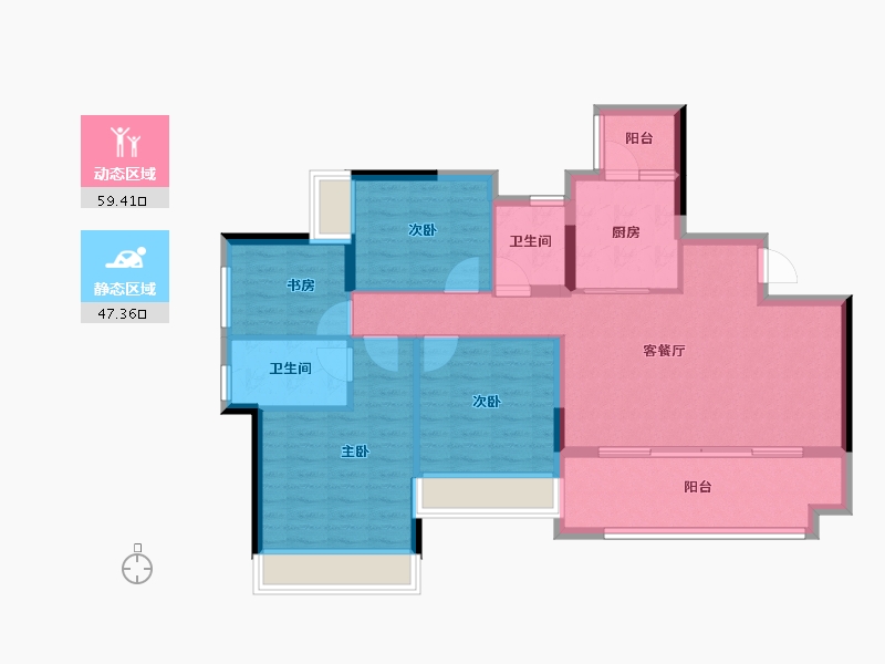 重庆-重庆市-富力白鹭湾-96.00-户型库-动静分区