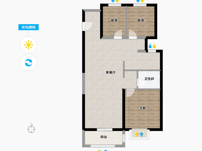 山西省-太原市-万科城市之光·东望-84.00-户型库-采光通风