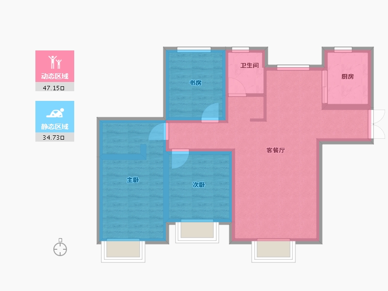 新疆维吾尔自治区-乌鲁木齐市-兵一学府-72.01-户型库-动静分区