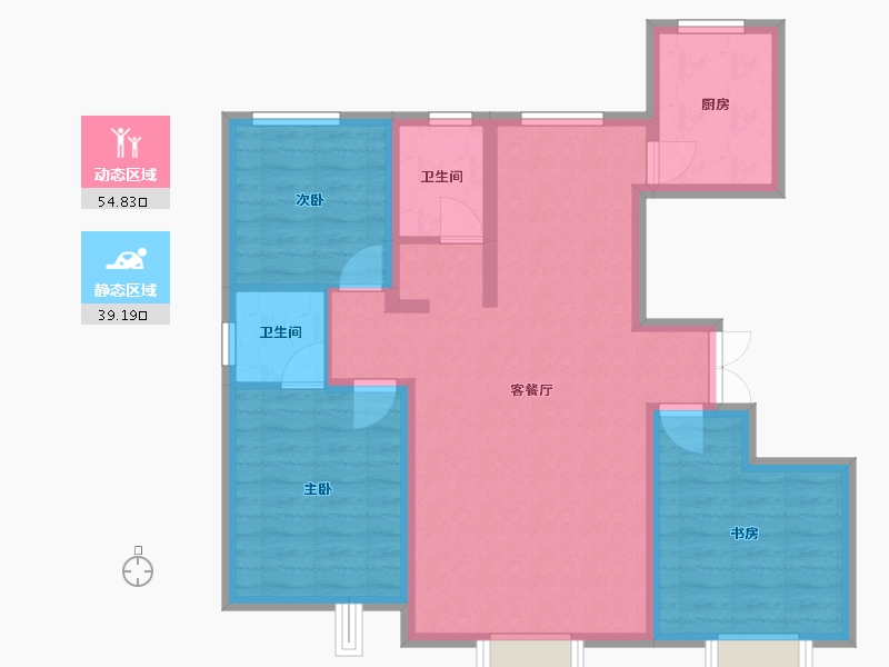 新疆维吾尔自治区-乌鲁木齐市-兵一学府-83.75-户型库-动静分区