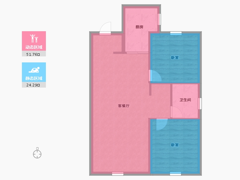 内蒙古自治区-赤峰市-红山龙景-68.80-户型库-动静分区