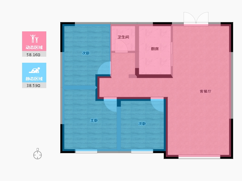 新疆维吾尔自治区-乌鲁木齐市-盛世学府文庭雅苑-87.00-户型库-动静分区