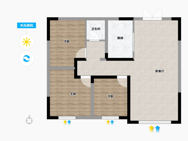 新疆维吾尔自治区-乌鲁木齐市-盛世学府文庭雅苑-87.00-户型库-采光通风