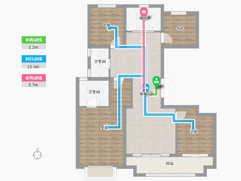 山西省-临汾市-恒安如园-95.32-户型库-动静线