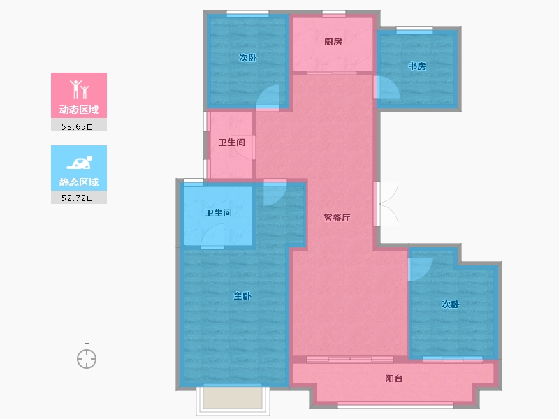 山西省-临汾市-恒安如园-95.32-户型库-动静分区