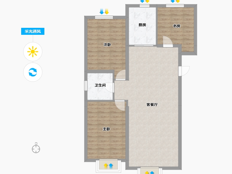 河北省-保定市-中建玖居匠心阁-86.85-户型库-采光通风