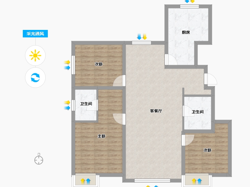 内蒙古自治区-赤峰市-坤厦悦棠湾-93.64-户型库-采光通风