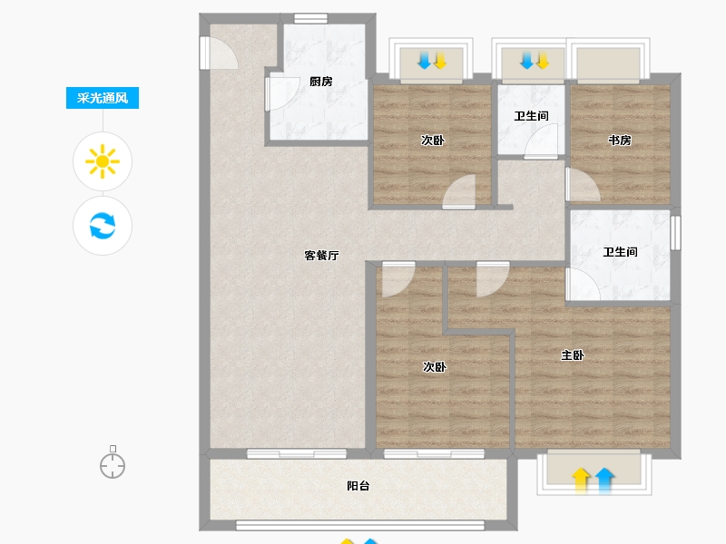 江苏省-苏州市-复游城太仓-105.99-户型库-采光通风