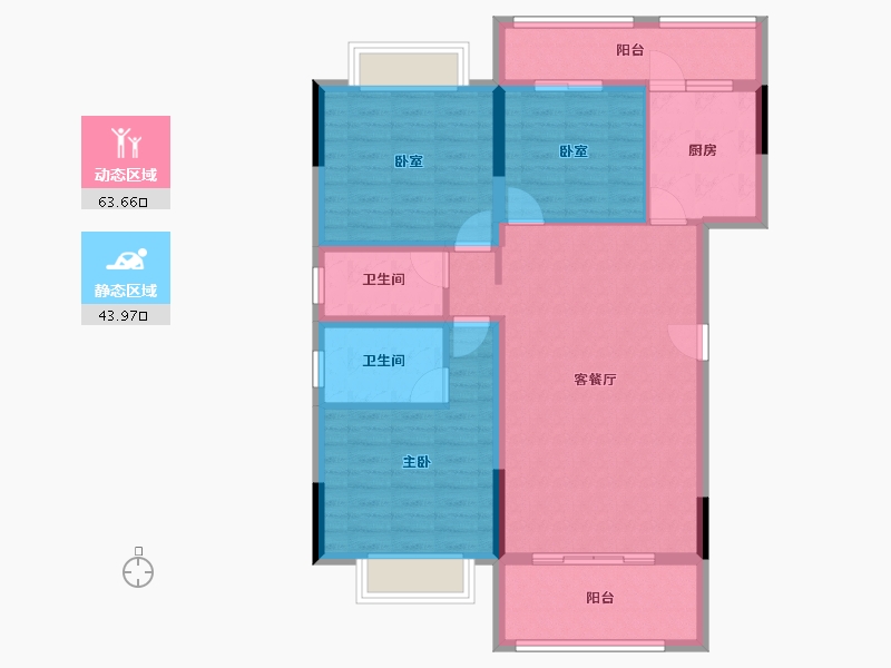 云南省-红河哈尼族彝族自治州-万达御府-96.43-户型库-动静分区