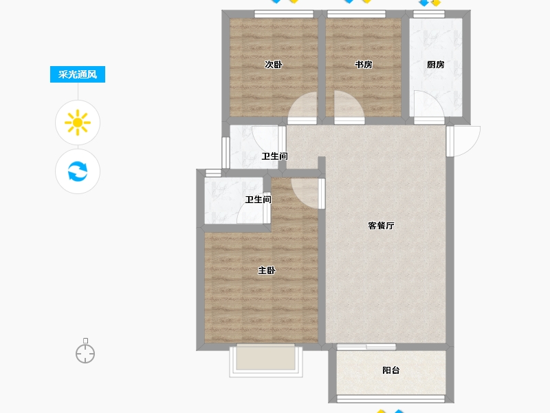 河南省-郑州市-泰·颐府-78.41-户型库-采光通风