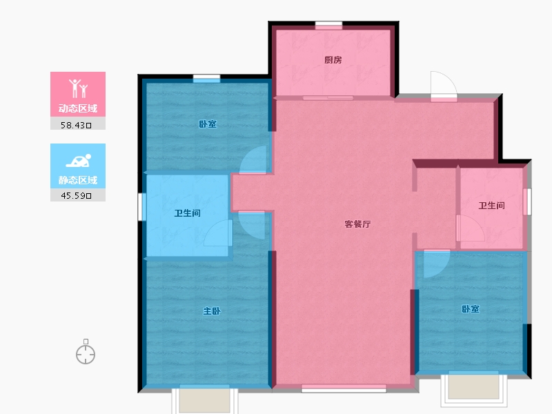 内蒙古自治区-赤峰市-赤峰恒大珺睿府-94.40-户型库-动静分区