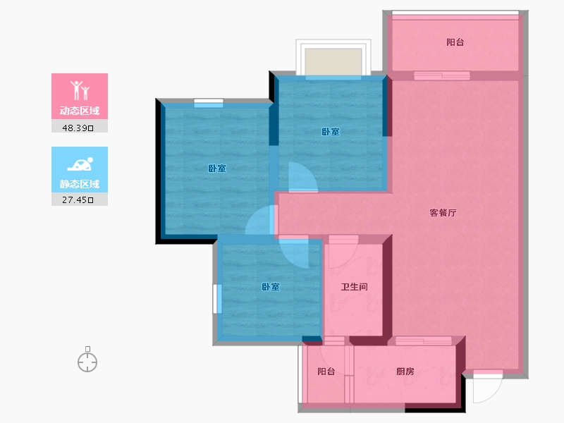 四川省-达州市-科华和润府—期-66.74-户型库-动静分区