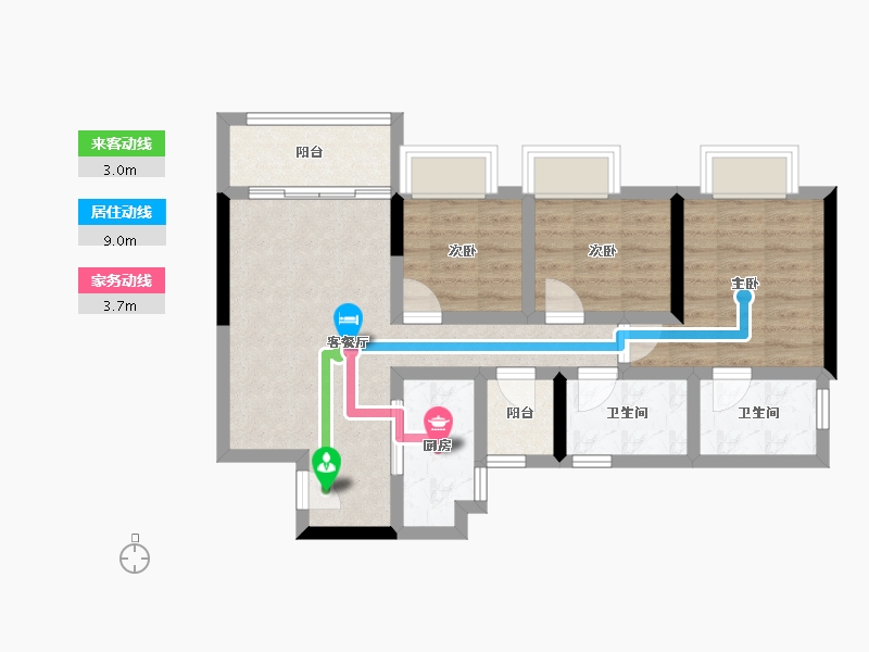 重庆-重庆市-电建清韵阶庭-65.59-户型库-动静线