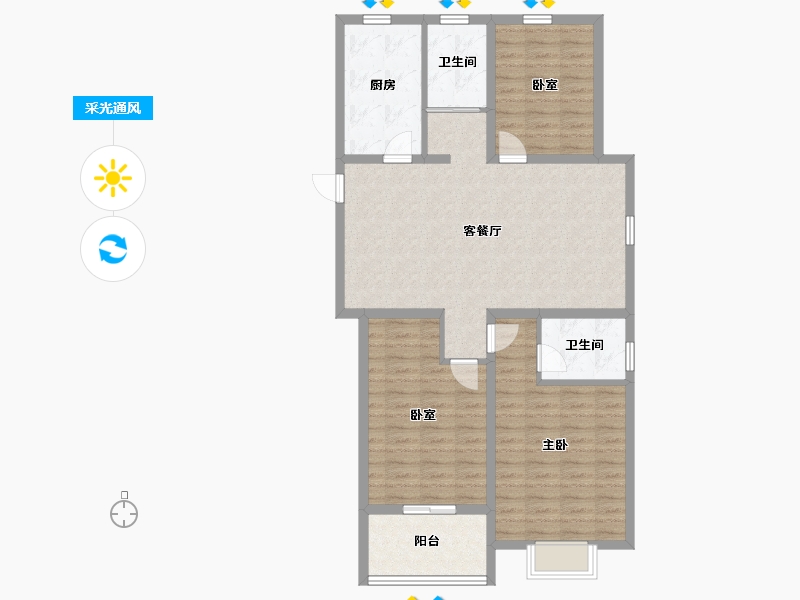 江苏省-连云港市-和安·紫薇园-102.40-户型库-采光通风