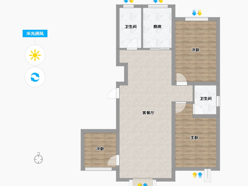 河北省-保定市-中建玖居匠心阁-85.60-户型库-采光通风