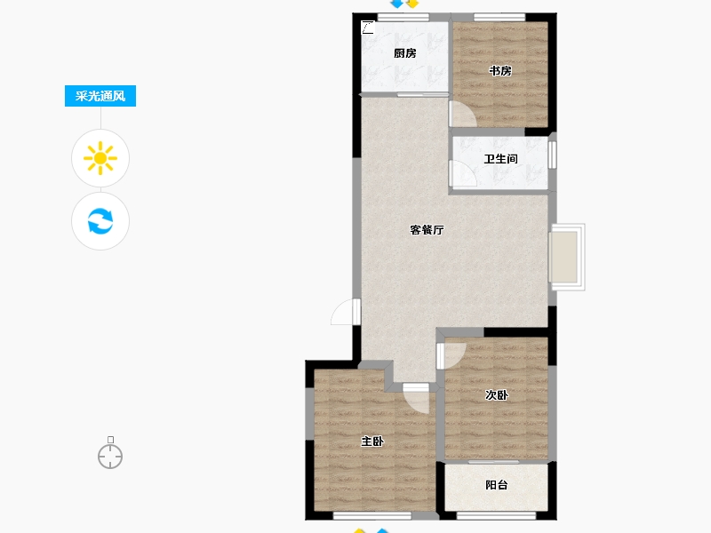 山东省-潍坊市-鸿运春熙园-80.63-户型库-采光通风