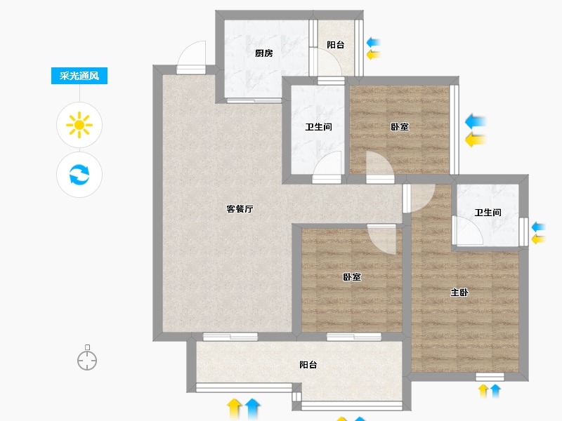 四川省-达州市-绿地上湾-75.34-户型库-采光通风