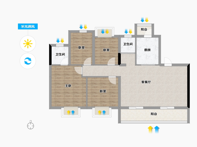 四川省-达州市-碧桂园珑樾湾-99.87-户型库-采光通风