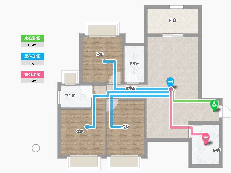 海南省-海口市-盛和花城一期-85.20-户型库-动静线