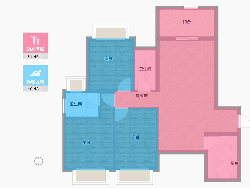 海南省-海口市-盛和花城一期-85.20-户型库-动静分区