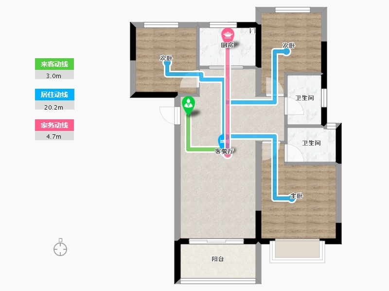 福建省-福州市-禹洲融信CONE玺湾-71.31-户型库-动静线